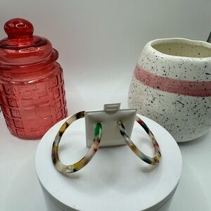 Resin‎ Multicolored Hoop Earrings NEW